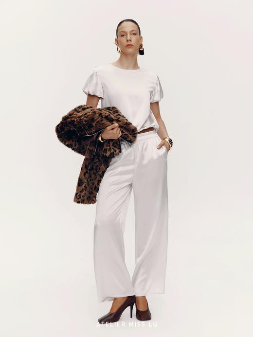 【琉璃之兔】光泽感醋酸混纺花苞造型上衣 商品图0