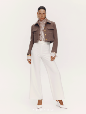 【哥本哈根暮色】复古花扣绵羊毛造型短外套