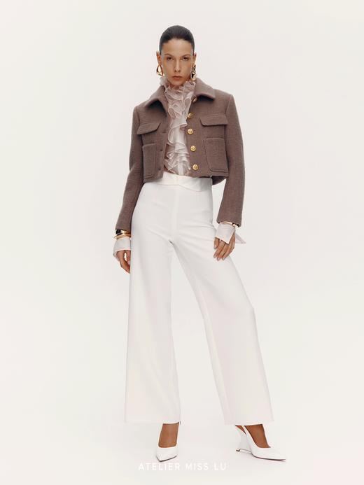 【哥本哈根暮色】复古花扣绵羊毛造型短外套 商品图0