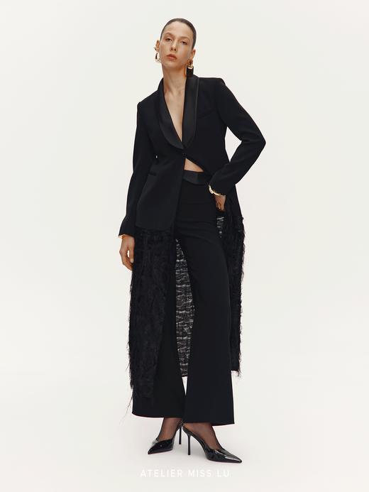【夜莺】纤细流苏拼接肌理长款礼服外套 商品图1