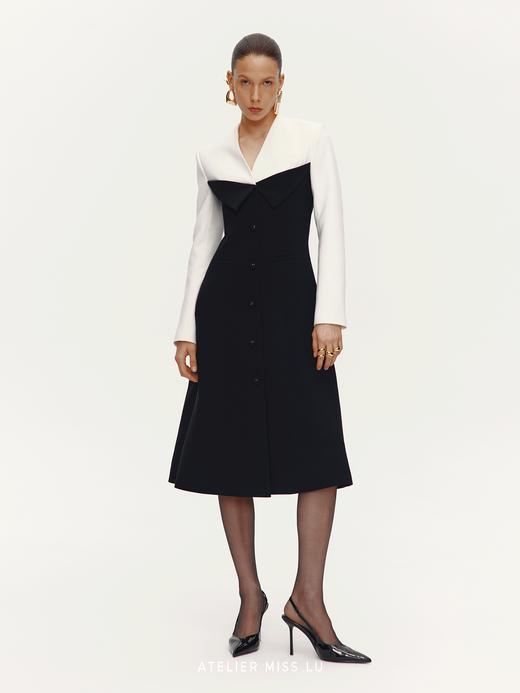 【曼哈顿日夜】撞色拼接设计收腰连衣裙外套 商品图3