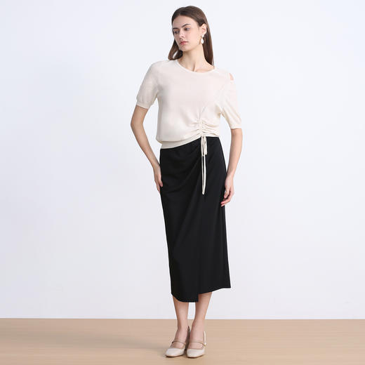 EITIE爱特爱夏季新款气质高级感提褶高腰包臀半身裙7806518 商品图1