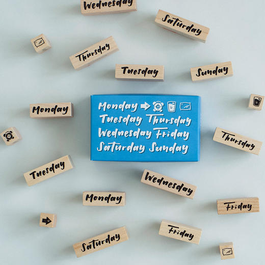 白日几何 兔绵绵系列木头印章 星星 星期 单枚 套盒 生活记录 手帐可爱印章 商品图1