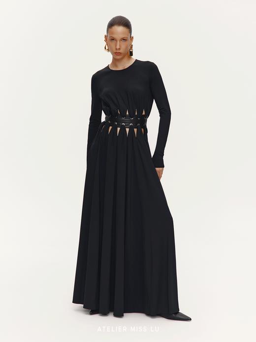 【阿芙洛狄特】气眼腰带几何镂空设计大摆长袖礼服长裙 商品图3