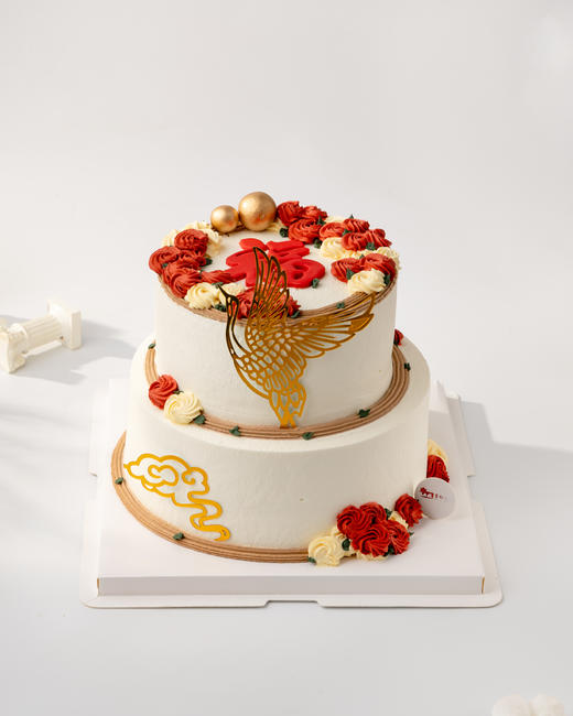 古风福字仙鹤双层蛋糕（百分百进口动物奶油） 商品图0