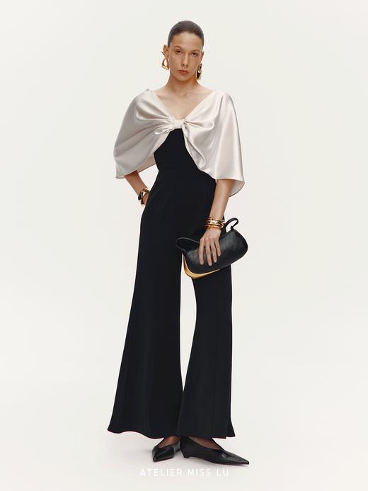 【阿芙洛银河】光泽感披肩拼接设计阔腿连体裤 商品图0