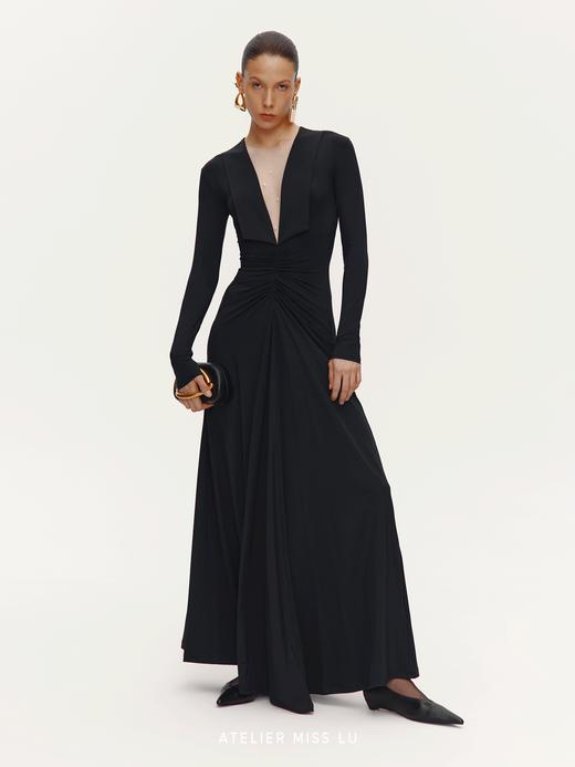 【直抵星辰】纱纱深V领大摆A字长袖礼服裙 商品图2