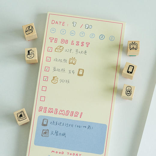 白日几何 卡乐鹅系列木头印章 单枚 生活记录 手帐可爱印章 日常 外卖 快递 商品图1