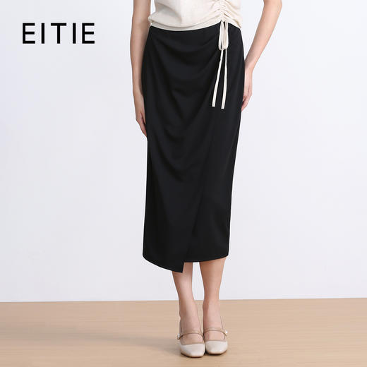 EITIE爱特爱夏季新款气质高级感提褶高腰包臀半身裙7806518 商品图0