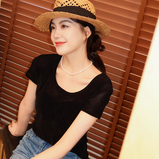 【不退不换】良木礼植绒蕾丝上衣（X7321） 商品图0