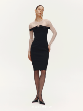 【星辰】纱纱拼接蝴蝶结收腰连衣裙