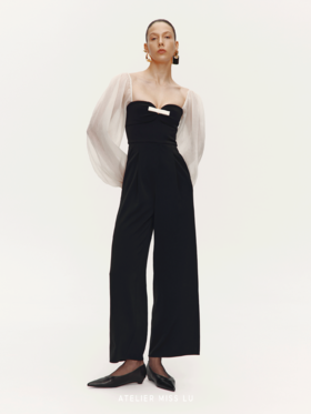 【爱丽丝迷踪】心形抹胸设计廓形肌理纱袖连体裤