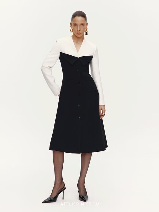 【曼哈顿日夜】撞色拼接设计收腰连衣裙外套 商品图2