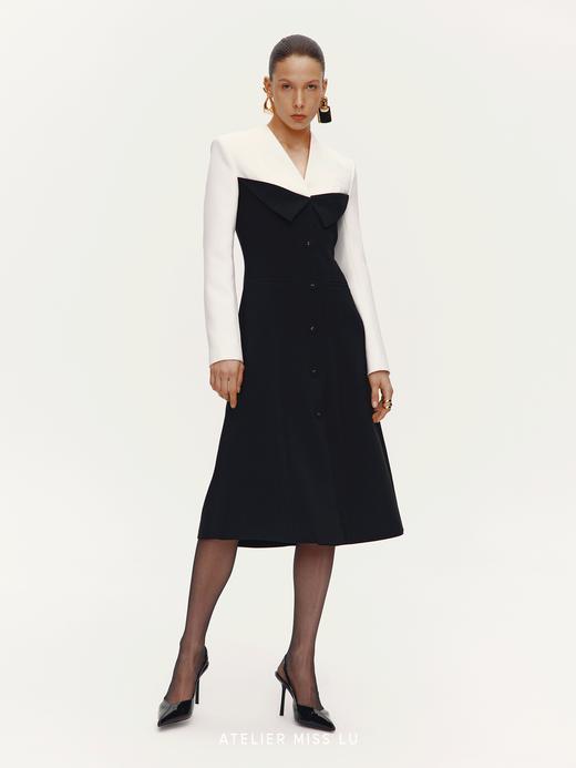 【曼哈顿日夜】撞色拼接设计收腰连衣裙外套 商品图1