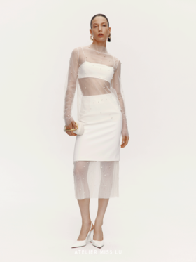 【眼泪女王】纱纱拼接直身半裙