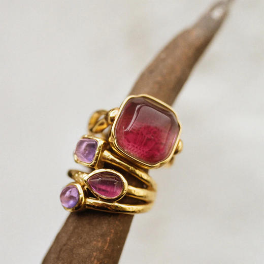 北京仓｜Goossens Paris-CABOCHONS-葡萄紫色 岩石水晶 绳结 戒指［法国设计师］ 商品图3