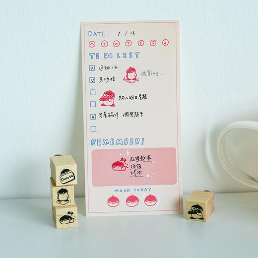 白日几何 卡乐鹅系列木头印章 单枚 生活记录 手帐可爱印章 日常 外卖 快递 商品图4