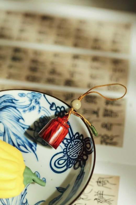 称心如意°圆柱形紫檀印章挂件 商品图5