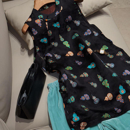 【不退不换】良木礼香云纱真丝上衣（X7217） 商品图1