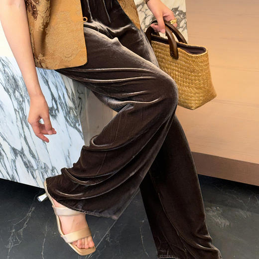 【预售7天】良木礼真丝丝绒裤（X7218） 商品图1