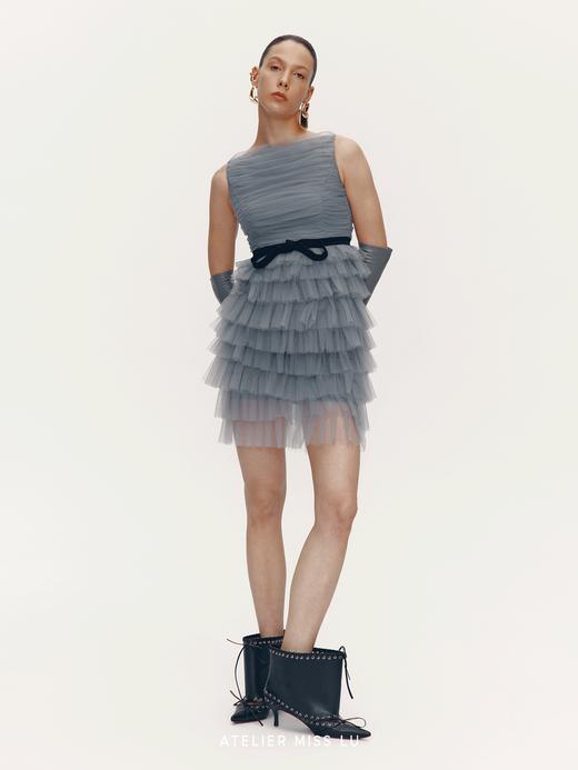 【云雾情书】层次纱纱拼接蝴蝶结收腰礼服蛋糕裙 商品图0