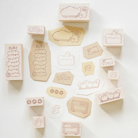 白日几何 兔绵绵系列木头印章 烘焙教室 单枚 生活记录 手帐可爱印章