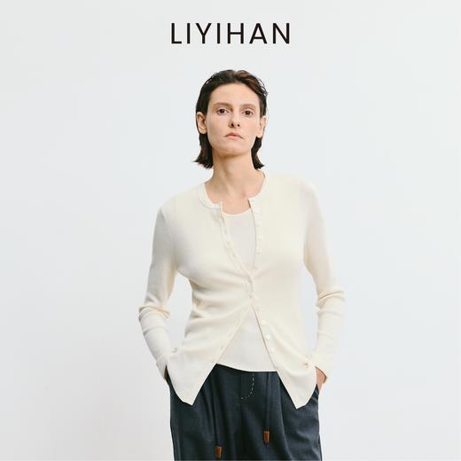 LIYIHAN李亦寒 2025秋新款时尚纯色羊毛开衫针织衫女修身开衫 商品图3
