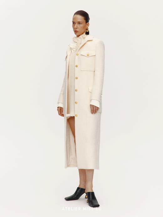 【冬日苔丝】复古口袋设计绵羊毛修身长款大衣 商品图1