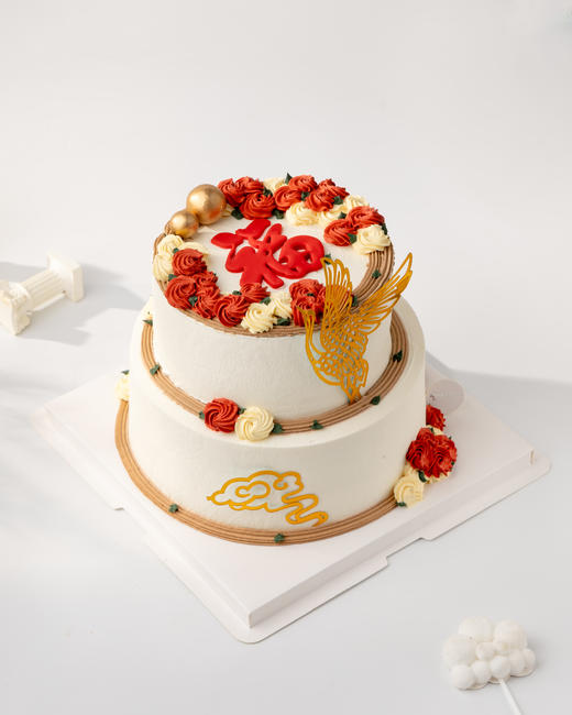 古风福字仙鹤双层蛋糕（百分百进口动物奶油） 商品图1