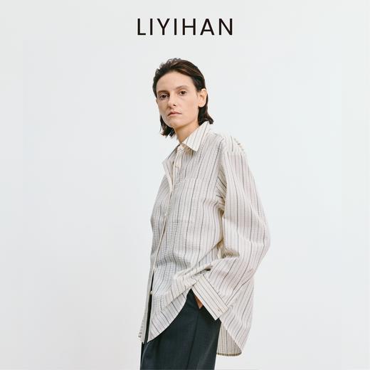 LIYIHAN李亦寒 2025秋新款通勤棉质条纹衬衫女设计感宽松长袖衬衣 商品图3