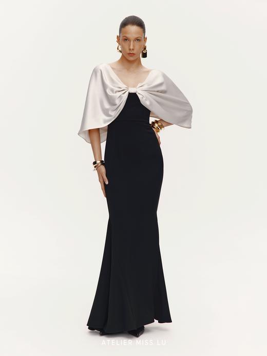 【阿芙洛之舞】光泽感披肩拼接设计鱼尾礼服长裙 商品图0