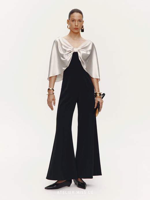 【阿芙洛银河】光泽感披肩拼接设计阔腿连体裤 商品图2