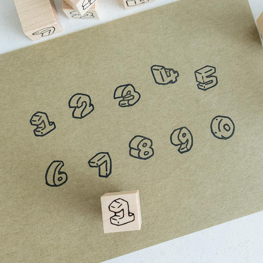 白日几何 立体数印木头印章套装立体数字手帐素材 商品图3