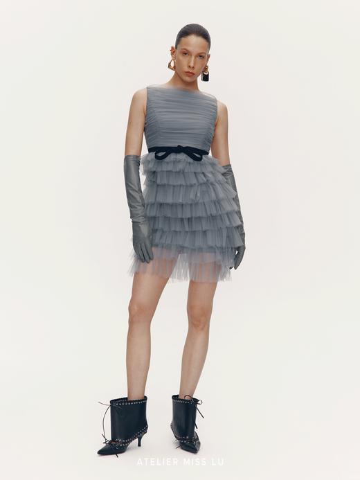 【云雾情书】层次纱纱拼接蝴蝶结收腰礼服蛋糕裙 商品图2