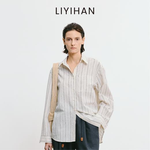 LIYIHAN李亦寒 2025秋新款通勤棉质条纹衬衫女设计感宽松长袖衬衣 商品图1