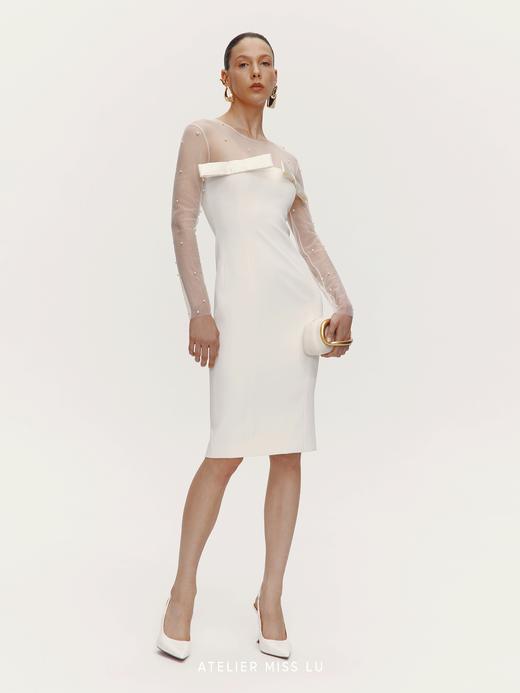 【光迹】纱纱拼接蝴蝶结收腰连衣裙 商品图1