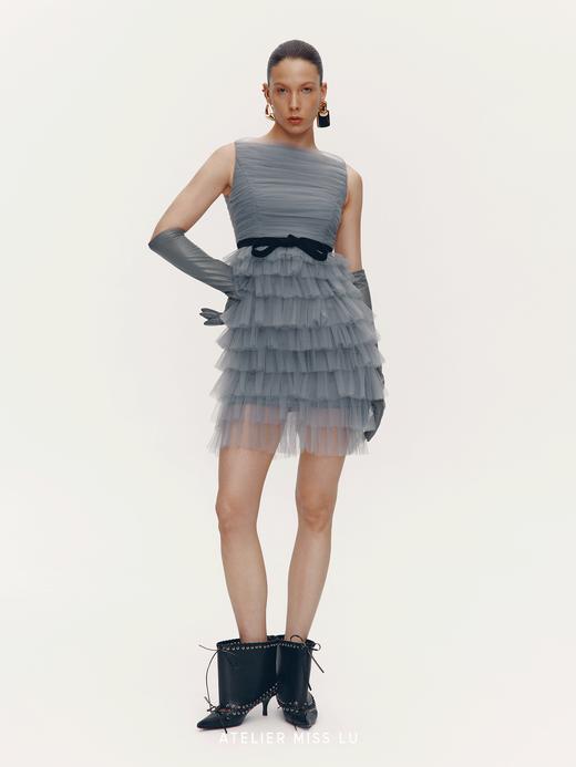 【云雾情书】层次纱纱拼接蝴蝶结收腰礼服蛋糕裙 商品图1