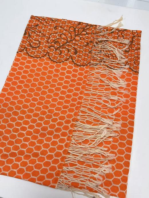 ｛特卖｝100%羊毛围巾花型二十一桔色五边形～喜出 商品图1