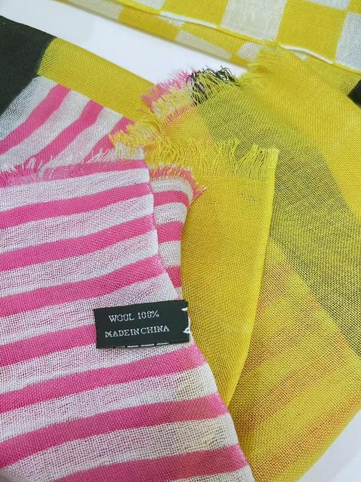 ｛特卖｝100%羊毛围巾花型三十五格纹拼色～喜出 商品图2