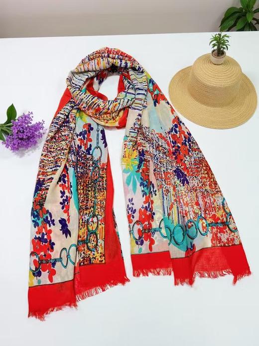 ｛特卖｝（边有些染色）100%羊毛围巾花型三十一橙色花卉元素～喜出 商品图2