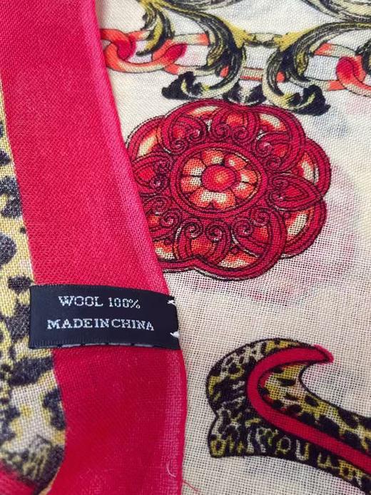 ｛特卖｝100%羊毛围巾花型十八红拼卡豹纹元素～喜出 商品图3