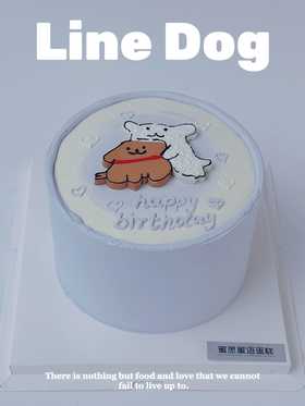 定制款裸蛋糕 - 线条狗狗