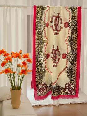 ｛特卖｝100%羊毛围巾花型十八红拼卡豹纹元素～喜出