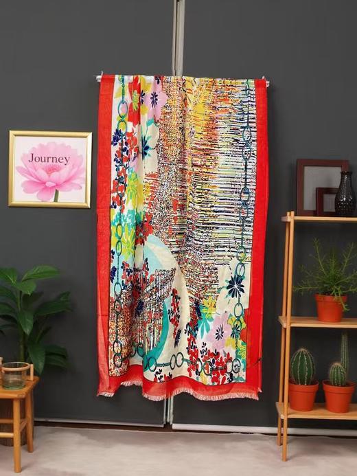 ｛特卖｝（边有些染色）100%羊毛围巾花型三十一橙色花卉元素～喜出 商品图0