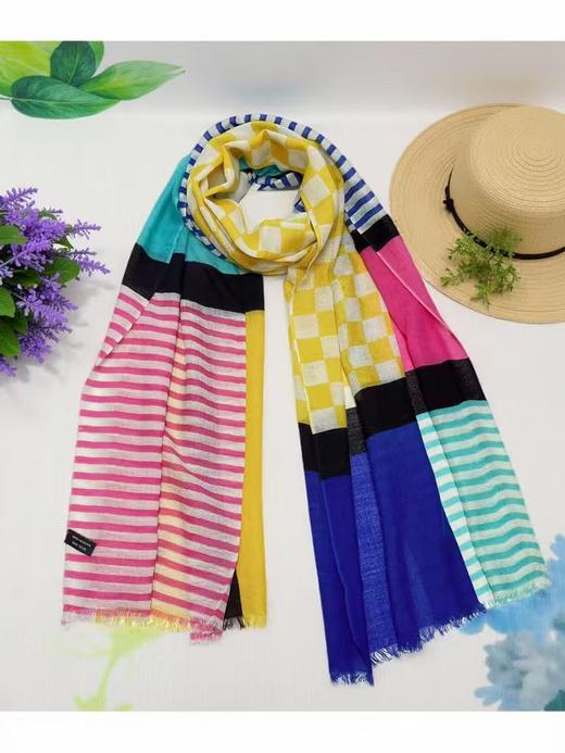 ｛特卖｝100%羊毛围巾花型三十五格纹拼色～喜出 商品图0