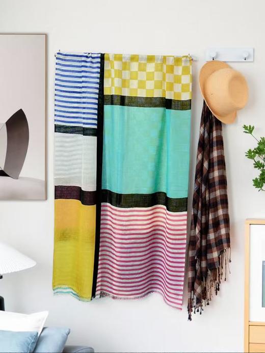 ｛特卖｝100%羊毛围巾花型三十五格纹拼色～喜出 商品图1