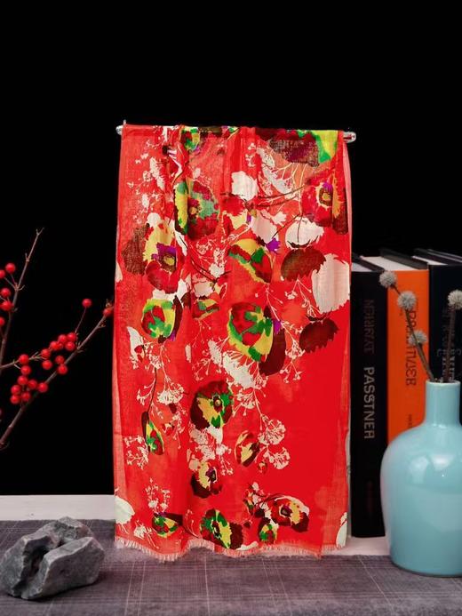 ｛特卖｝100%羊毛围巾花型三十西瓜红花卉～喜出 商品图3
