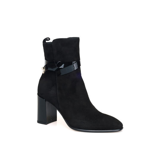 豪麟名鞋进口迪嘉女鞋短靴羊反绒面革W25290黑色 商品图0