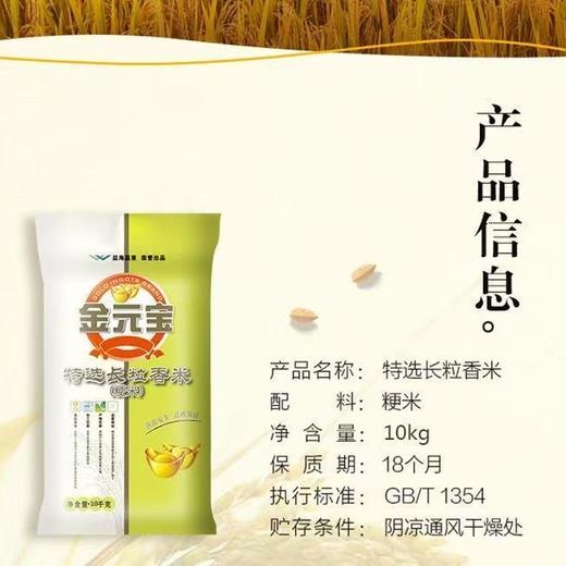 金元宝特选长粒香米（粳米） 10kg/袋（保质期到2026年6月9日） 商品图2