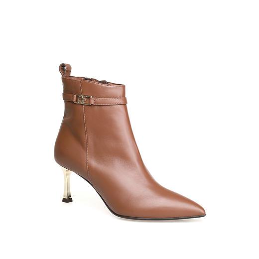 豪麟名鞋进口迪嘉女鞋短靴羊皮革W25309棕色 商品图0